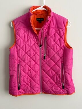 Lands’ End Quilted PrimaLoft Puffer Vest Pink Orange Womens Size 6-8 Lightweight